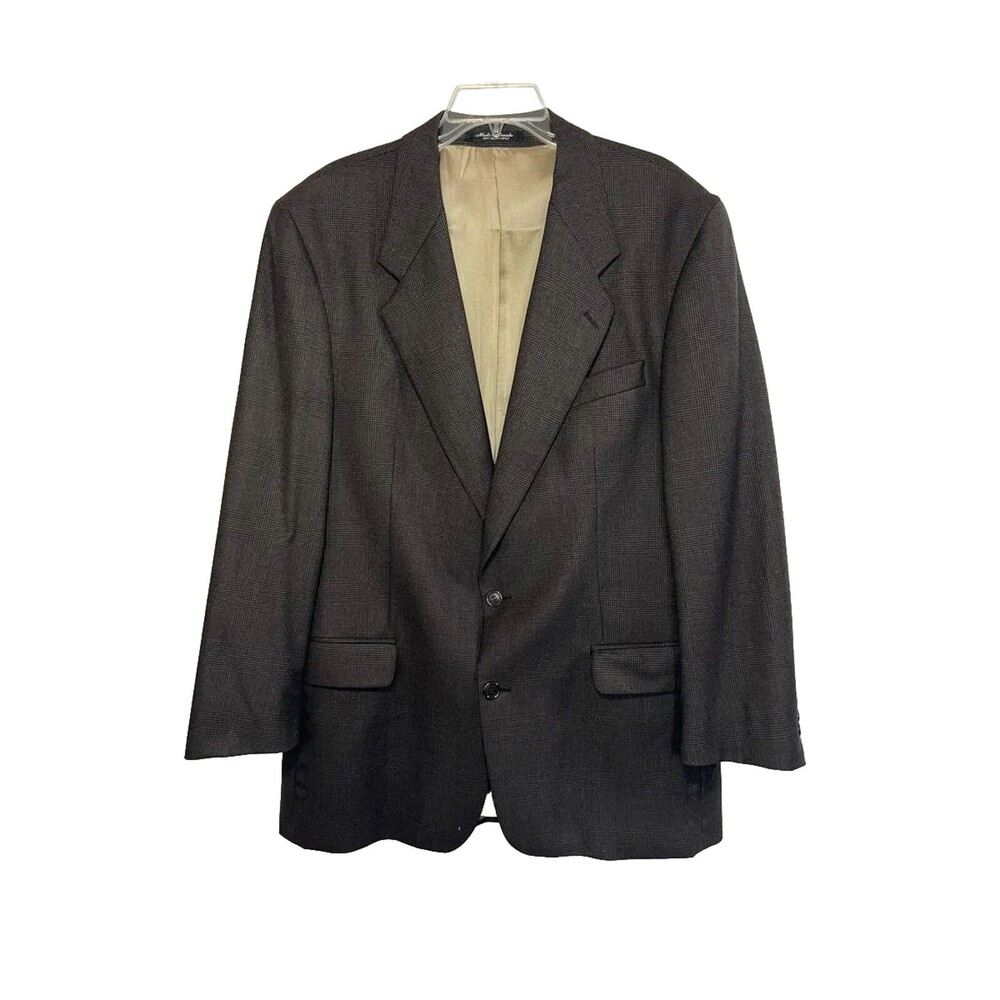 Brandini Wool Blazer Jacket Sport Coat Brown Plaid 42T Preppy Academia